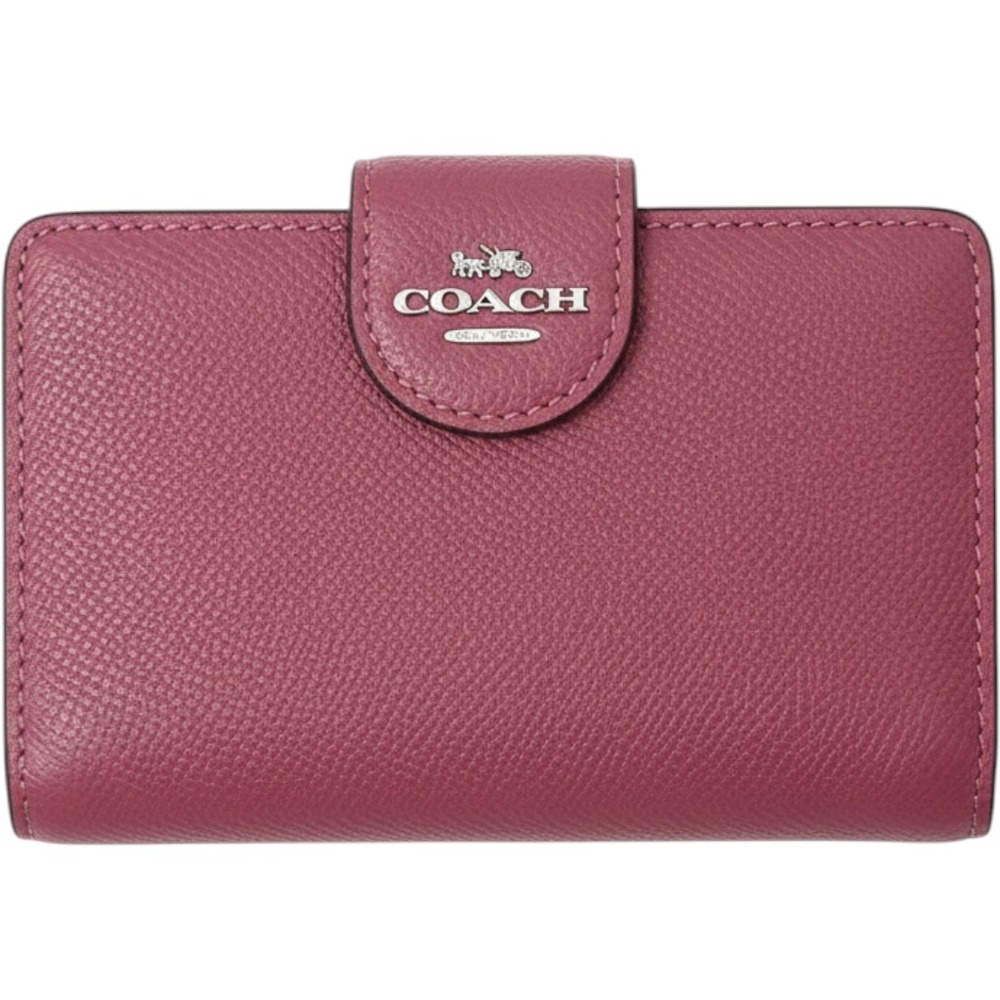 Coach Medium Corner Zip Wallet Women OS Pink Excellent Crossgrain Leather Bifold